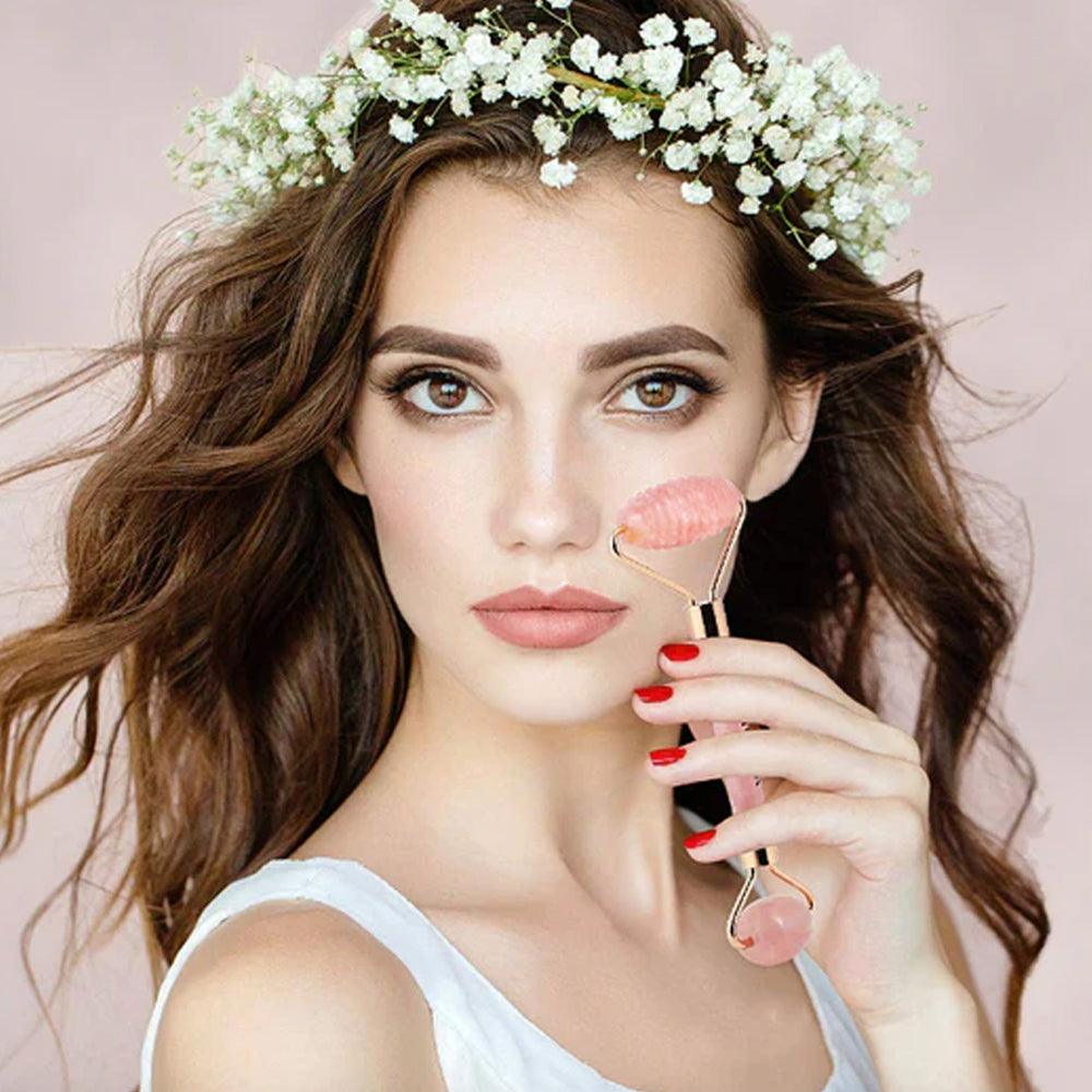 ROSE QUARTZ TEXTURED FACIAL ROLLER - SILKTAGE