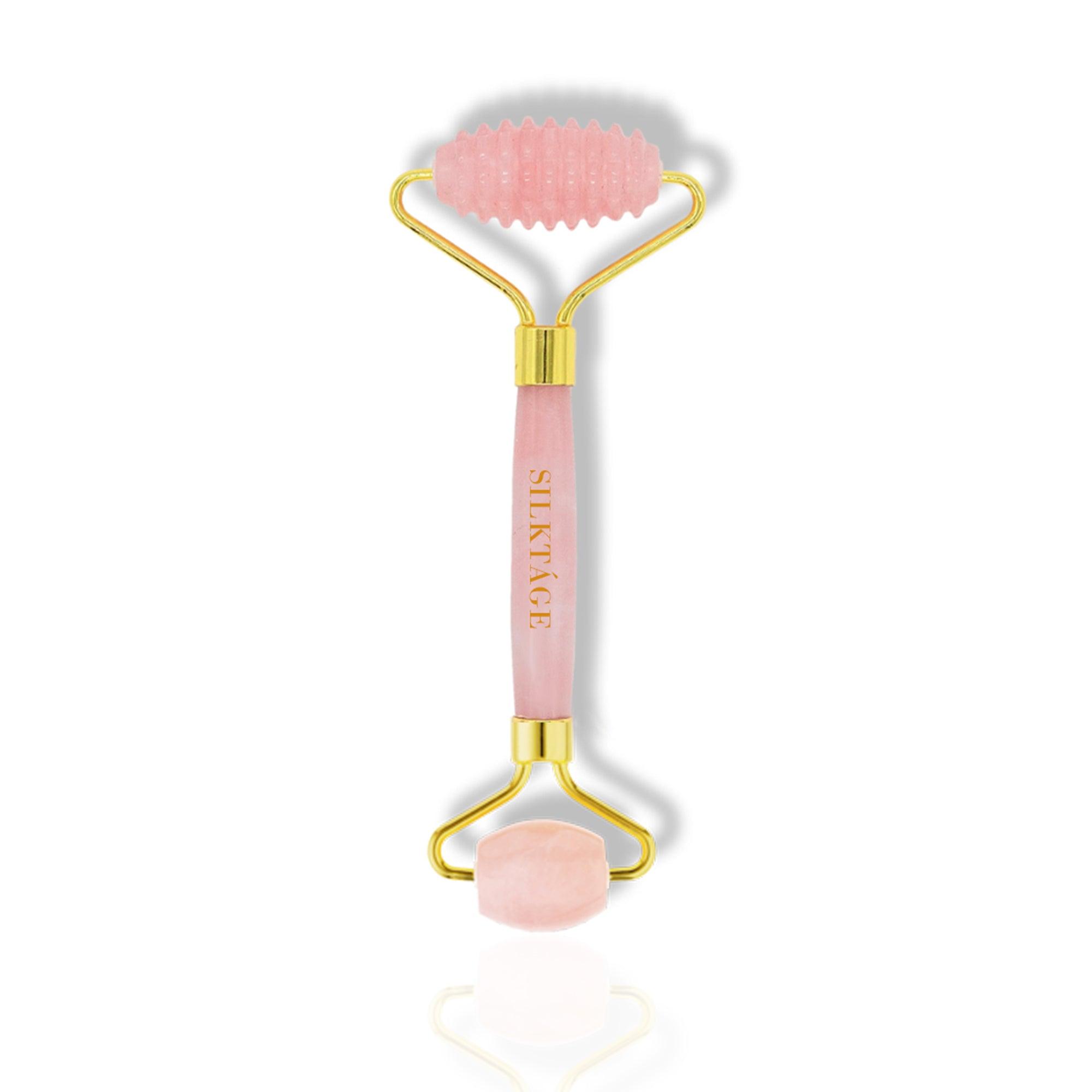 ROSE QUARTZ TEXTURED FACIAL ROLLER - SILKTAGE