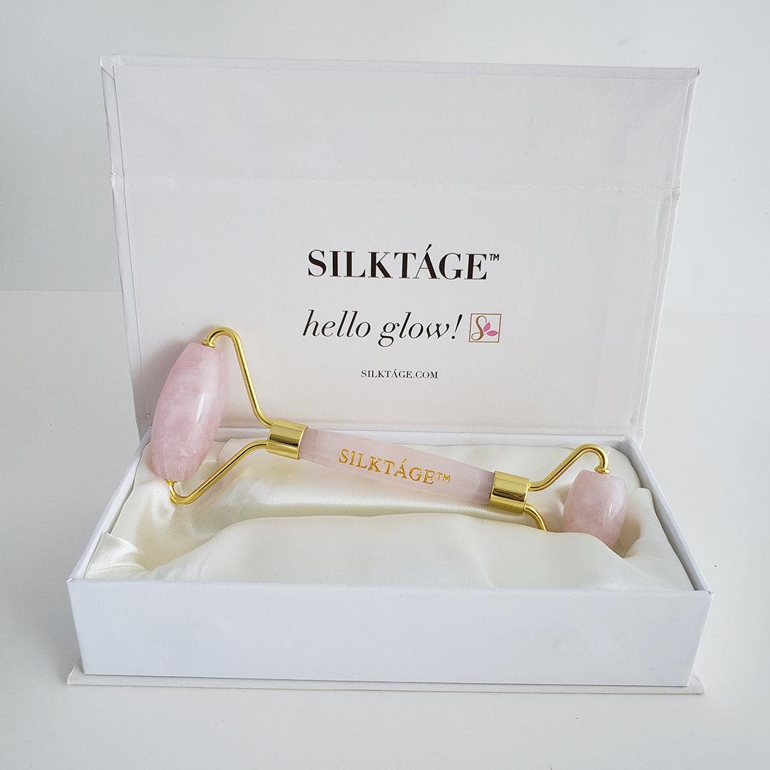 ROSE QUARTZ FACIAL ROLLER - SILKTAGE